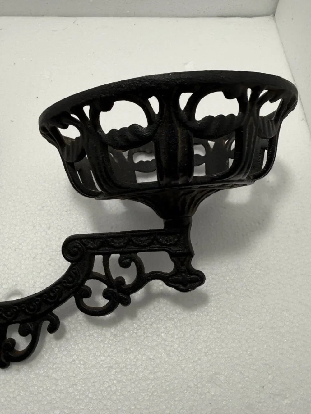 Early 20th Century Victorian Cast Iron Oil Lamp Holder With Mounting Bracket